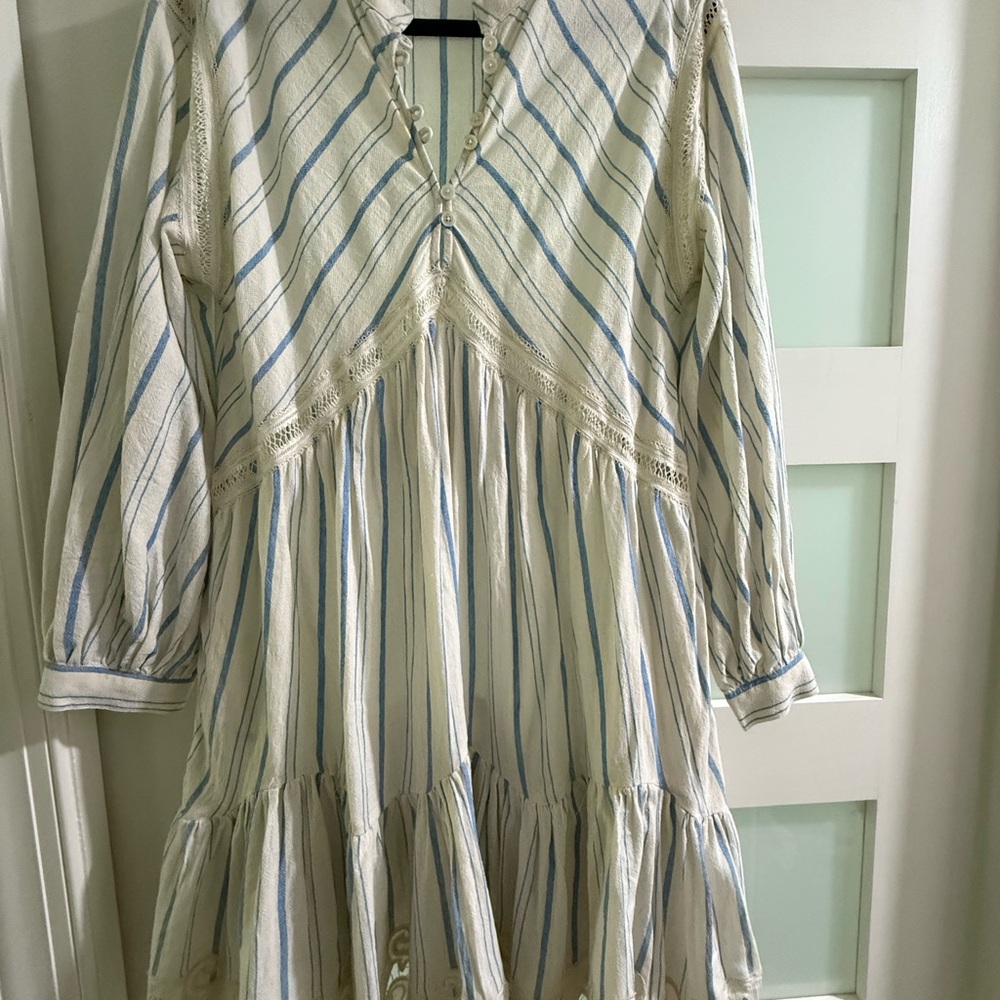 SEA NY Striped Blue and White Dress
